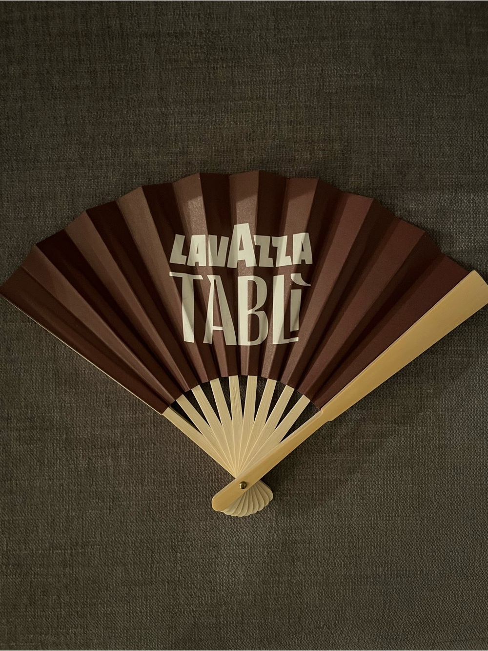 Lavazza Table Folding Hand Fan in Brown and Cream